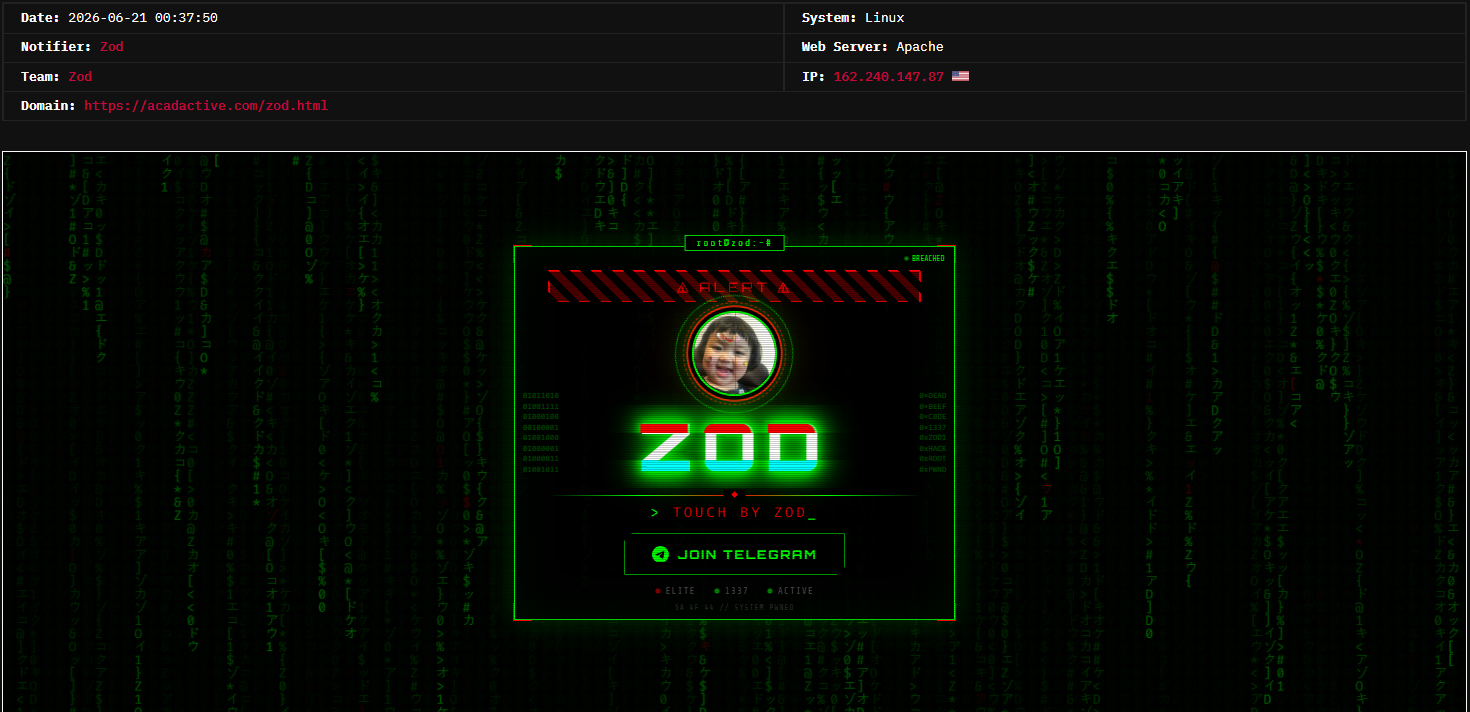 Zod targets the website of CadActive Technologies