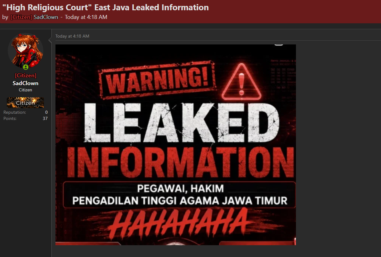 Alleged Data Leak of East Java High Religious Court