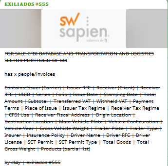 Alleged data sale of SW sapien