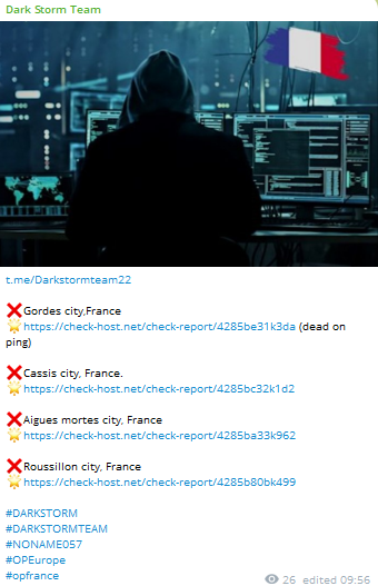 Dark Storm Team targets the website of Mairie d’Aigues-Mortes