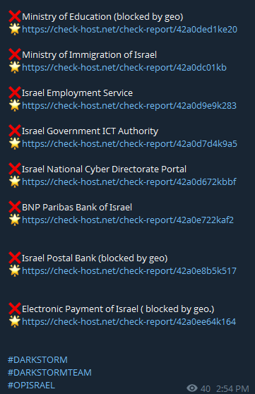 Dark Storm Team targets the website of Israel Post