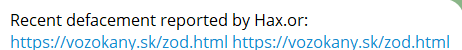 Hax.or targets the website of Municipality of Vozokany