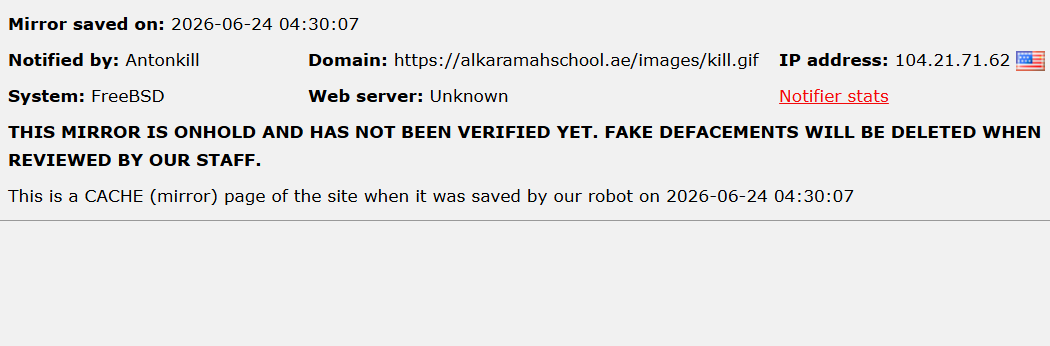Antonkill targets the website of Al Karamah School