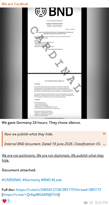 Alleged data breach of Bundesnachrichtendienst