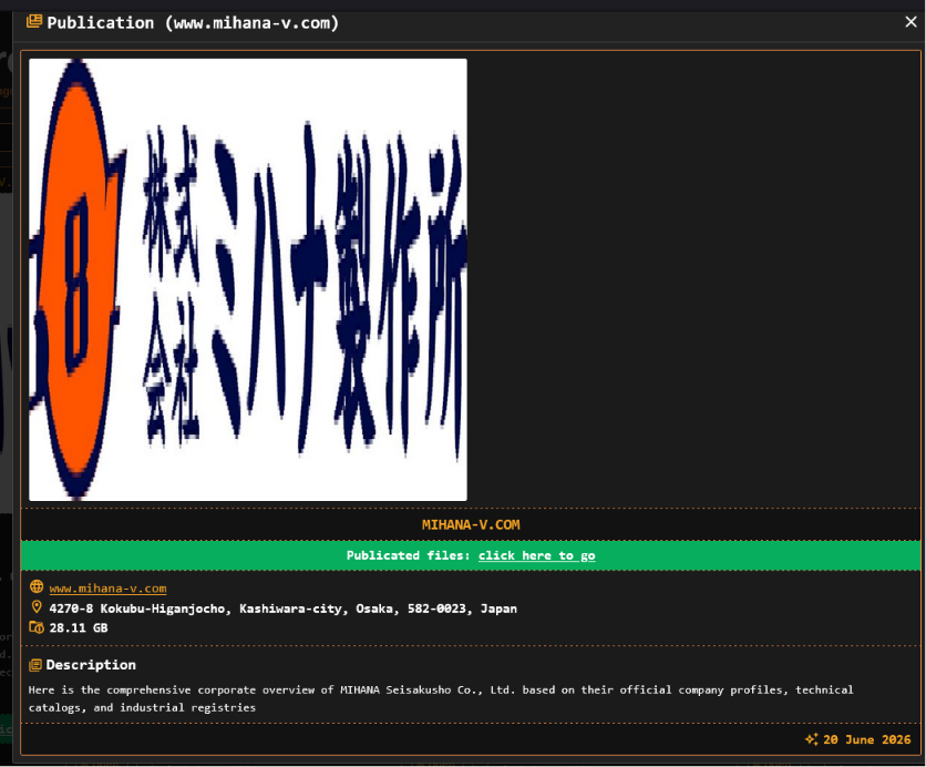 Mihana Seisakusho Co Ltd falls victim to DragonForce ransomware