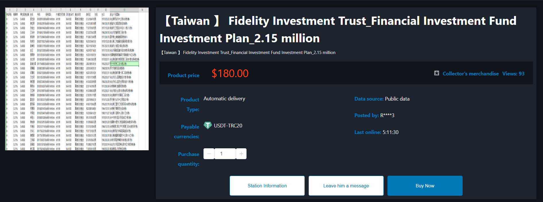 Alleged data leak of Fidelity Taiwan Fund Database