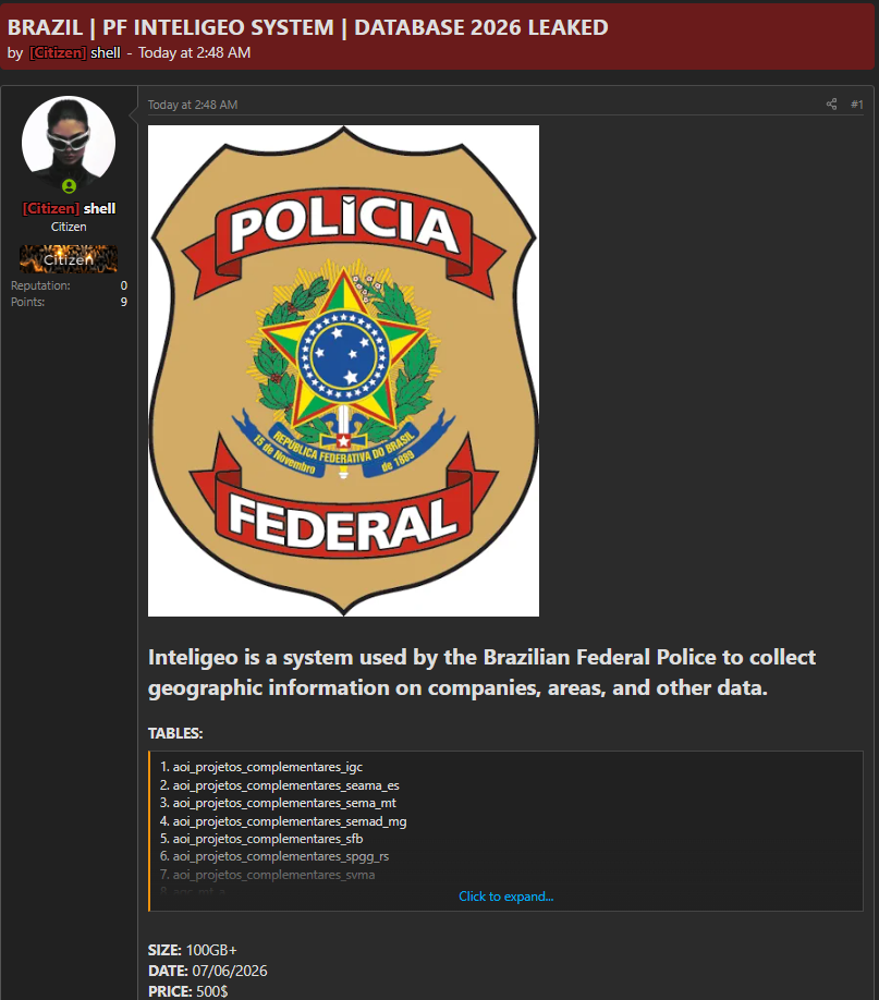 Alleged data breach of PF Inteligeo