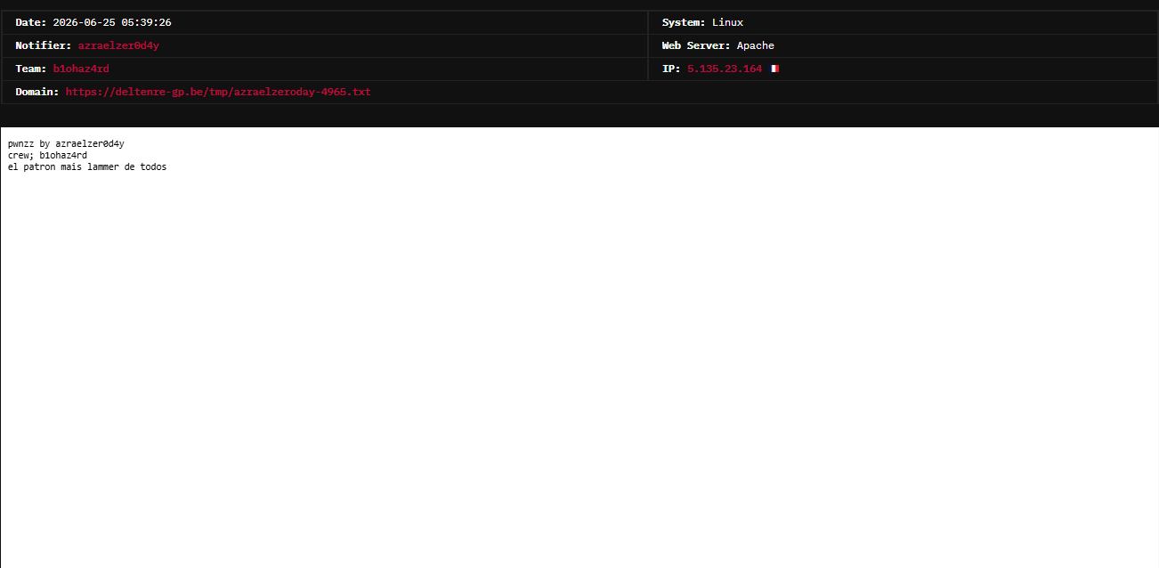 azraelzer0d4y targets the website of Deltenre
