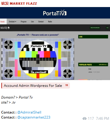Alleged sale of word press access to Portativ TV