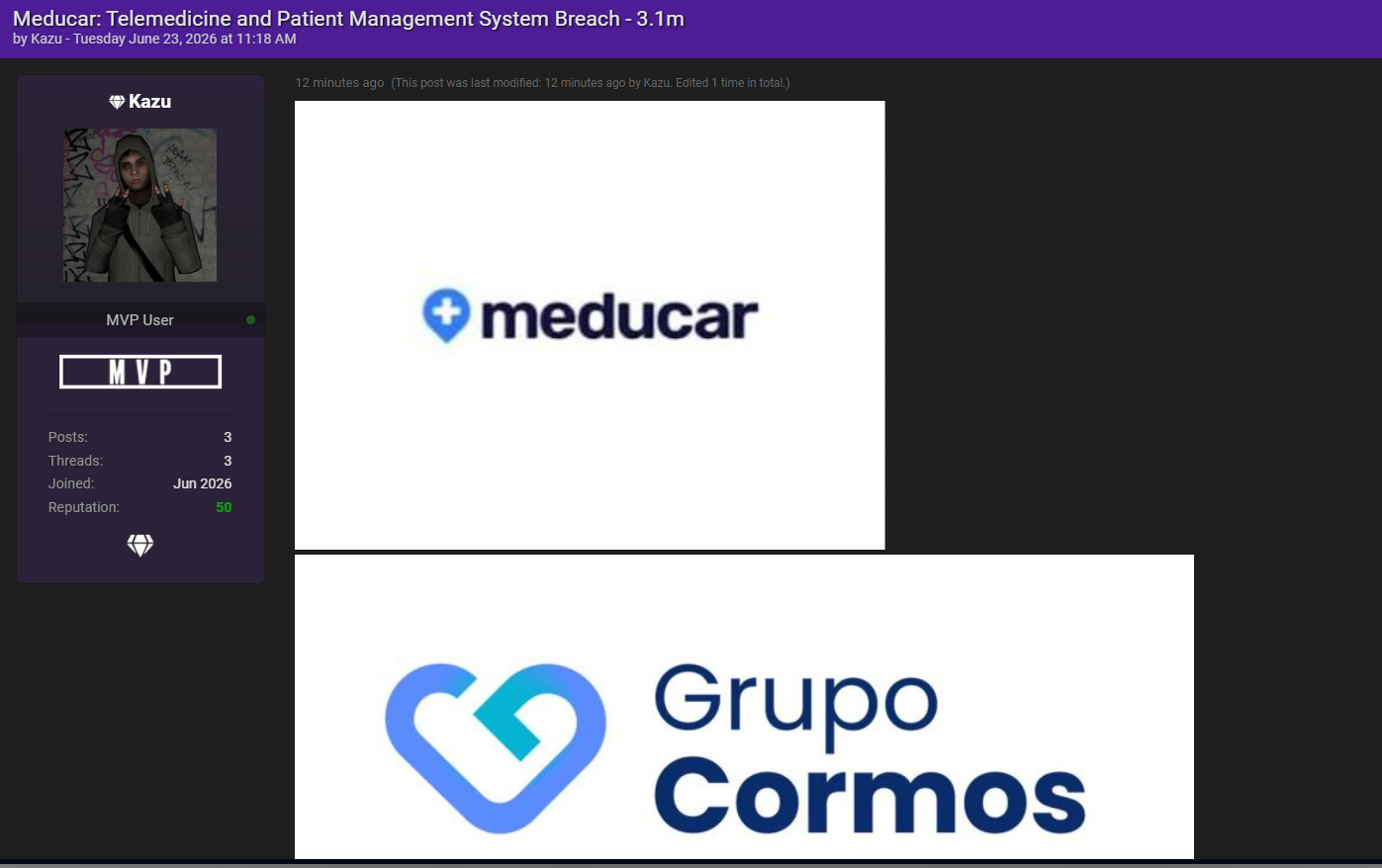 Alleged Data Breach of Meducar HealthTech Database