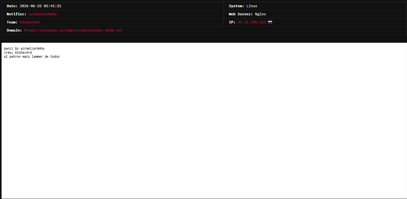 azraelzer0d4y targets the website of ROTEX