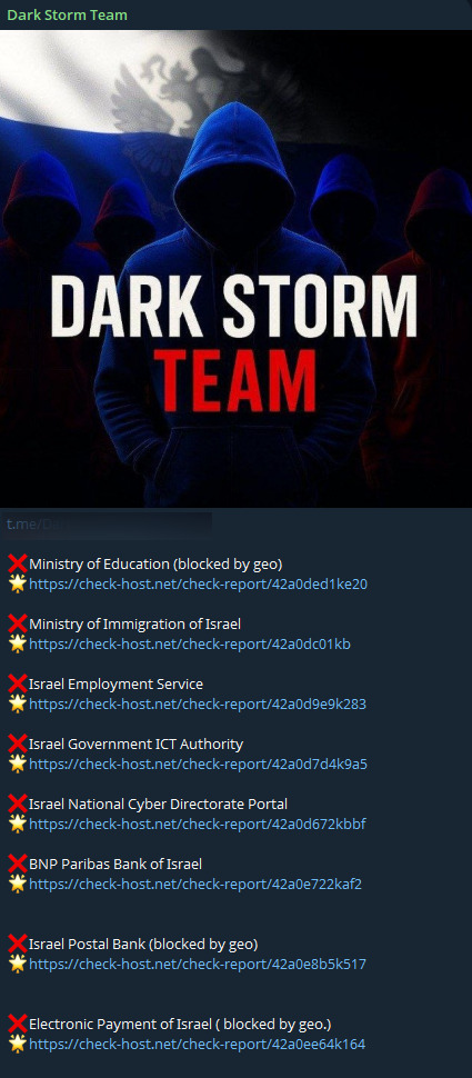 Dark Storm Team targets the website of Israel National Cyber Directorate