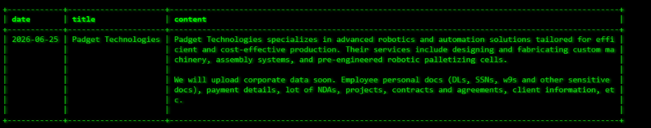 Padget Technologies Inc falls victim to akira ransomware