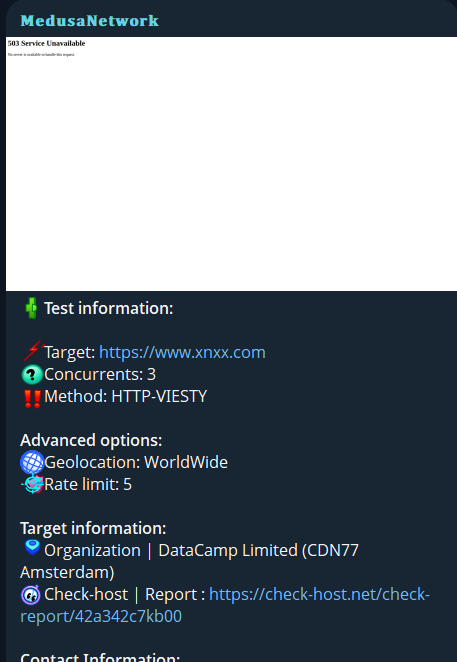 Medusa Network targets the website of XNXX