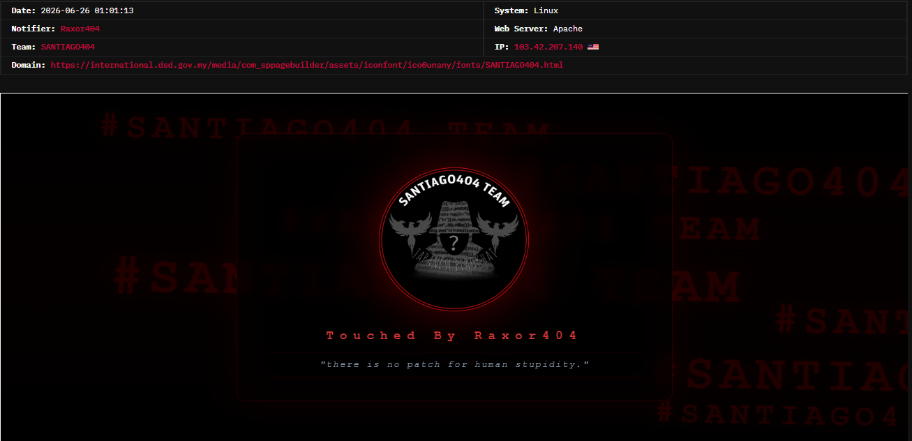 Raxor404 targets the website of DSD- International Program