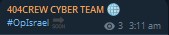 404 CREW CYBER TEAM claims to target Israel