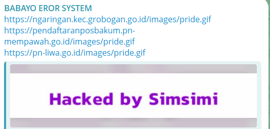 BABAYO EROR SYSTEM targets the website of Pengadilan Negeri Mempawah