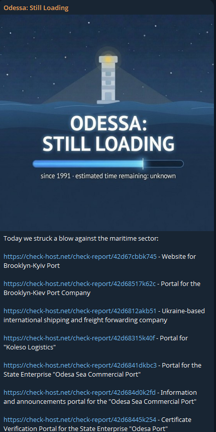 Odessa: Still Loading targets the website of Koleso Logistics