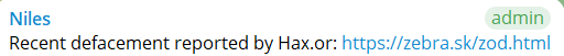 Hax.or targets the website of Zebra Technologies Slovakia