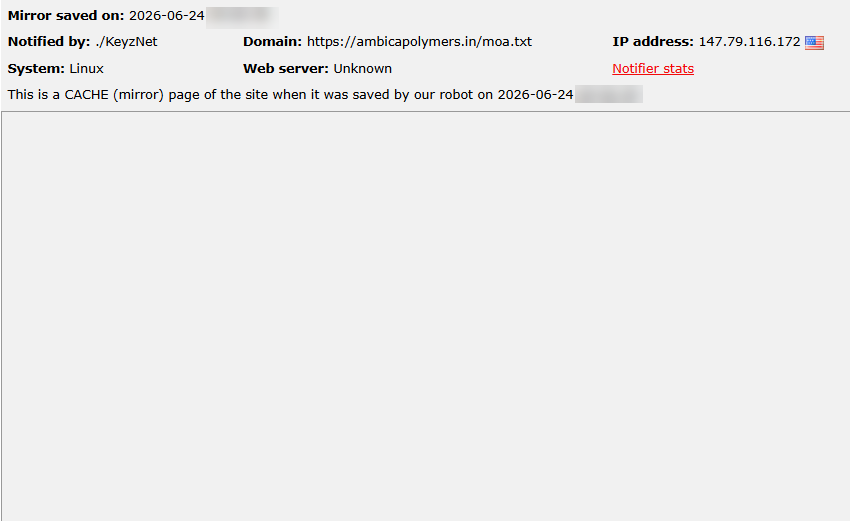 ./KeyzNet targets the website of Ambica Polymers