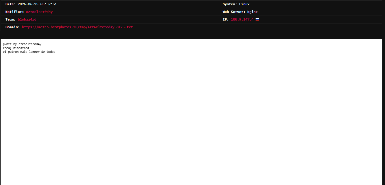 azraelzer0d4y targets the website of BestPhotos