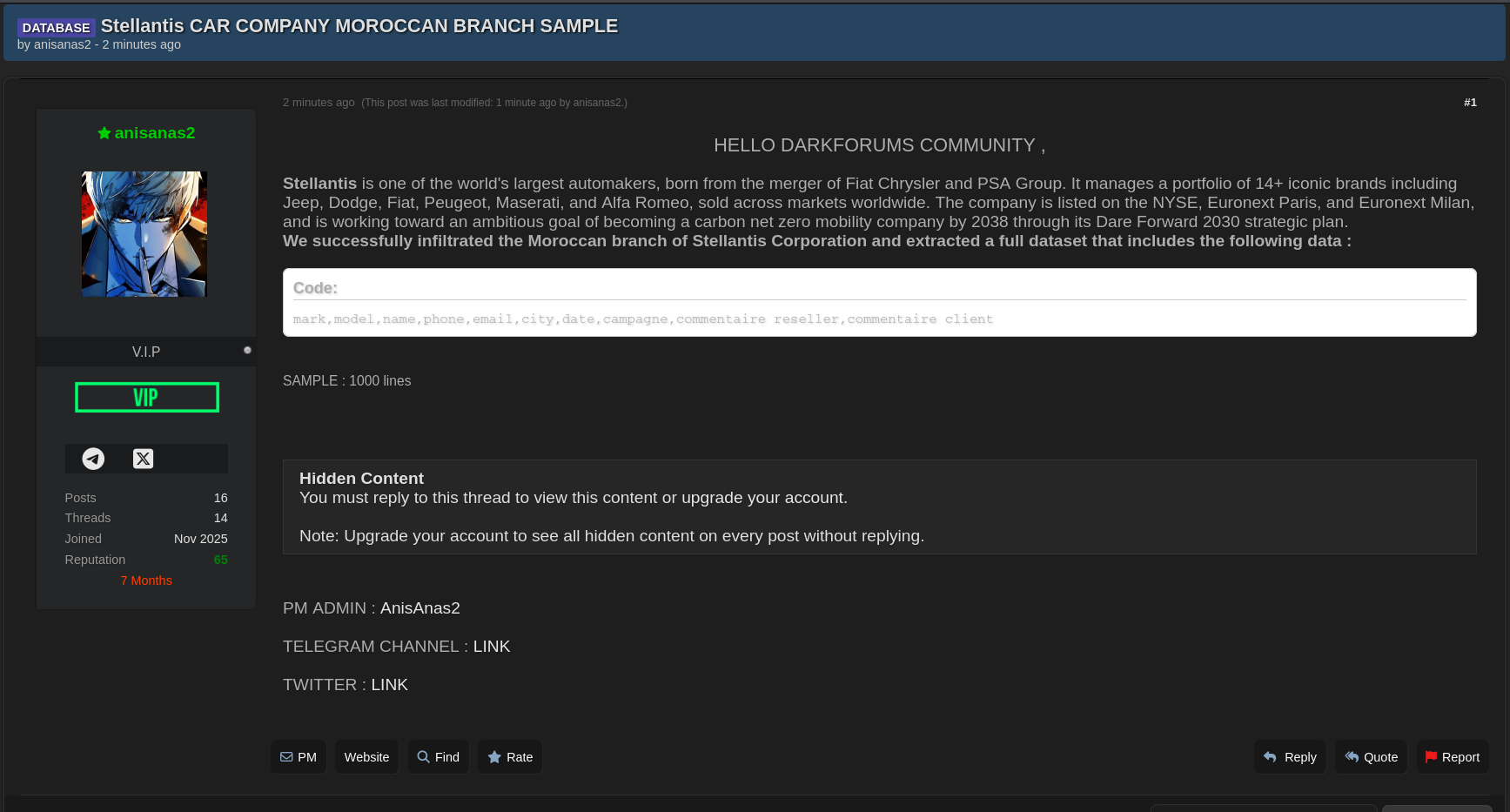 Alleged Data Leak of Stellantis