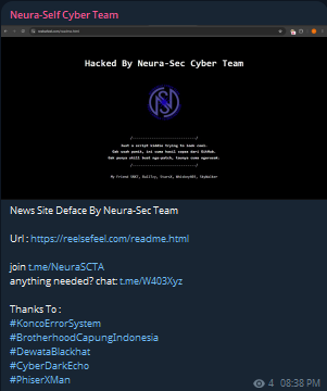 Neura Self Cyber Team targets the website of Reelsefee