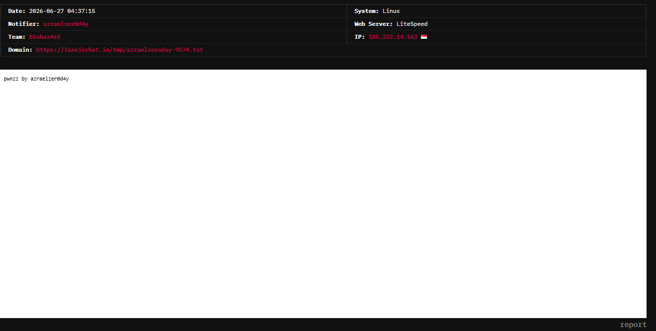 azraelzer0d4y targets the website of Institute of Advanced Studies in Education