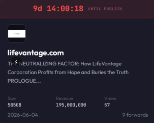 LifeVantage Corporation falls victim to SETTRA ransomware