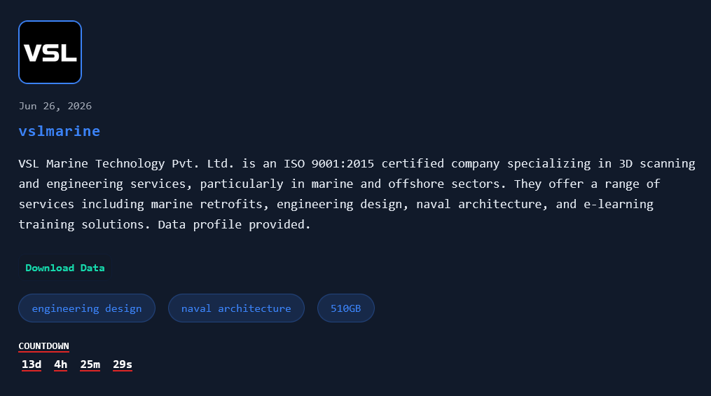 VSL Marine Technology Pvt. Ltd. falls victim to Nova ransomware