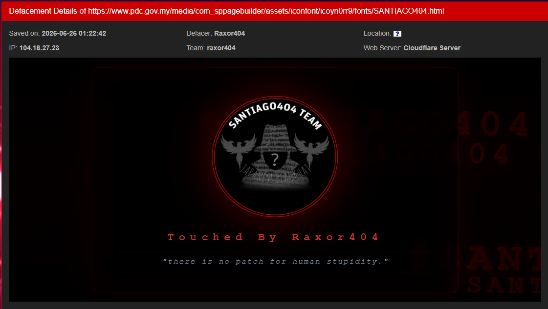 Raxor404 targets the website of Perbadanan Pembangunan Pulau Pinang