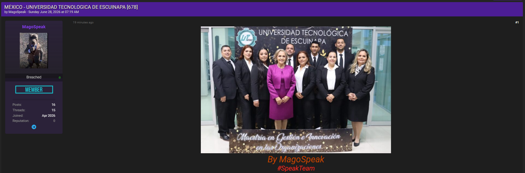 Alleged data breach of Universidad Tecnológica de Escuinapa
