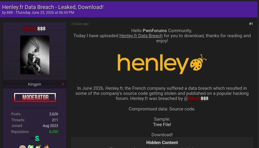 Alleged data breach of Henley