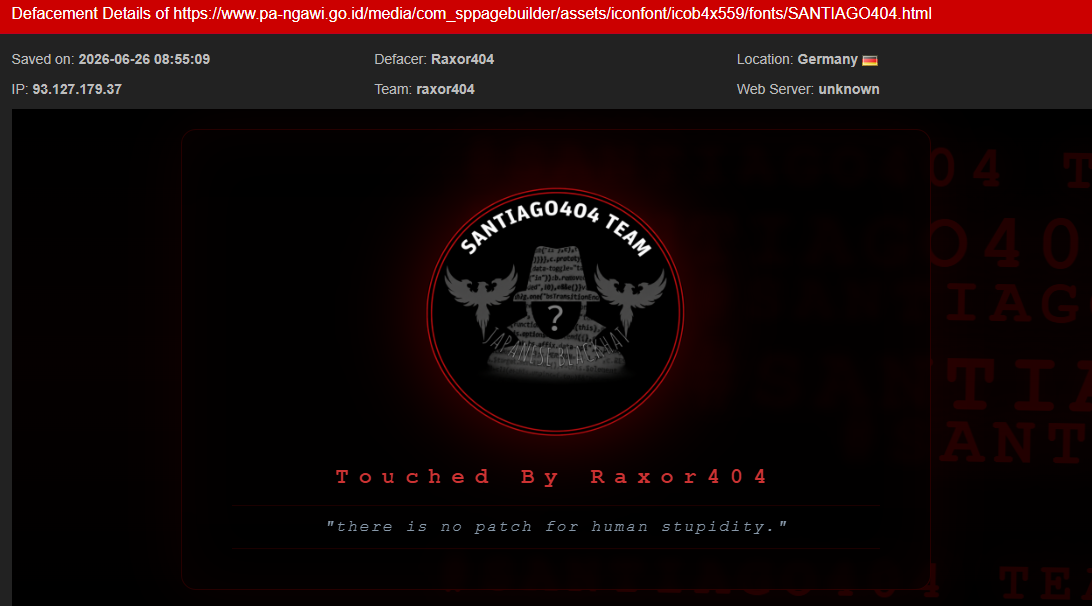 Raxor404 targets the website of Pengadilan Agama Ngawi
