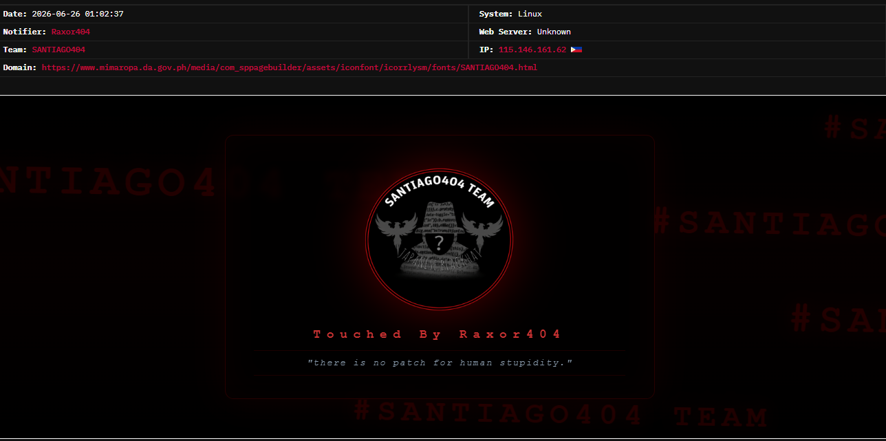 Raxor404 targets the website of Department of Agriculture – MIMAROPA Regional Field Office