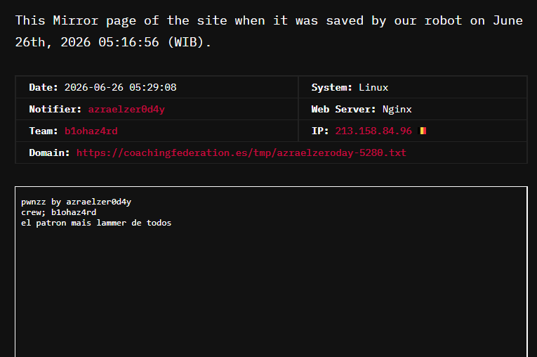 azraelzer0d4y targets the website of ICF España