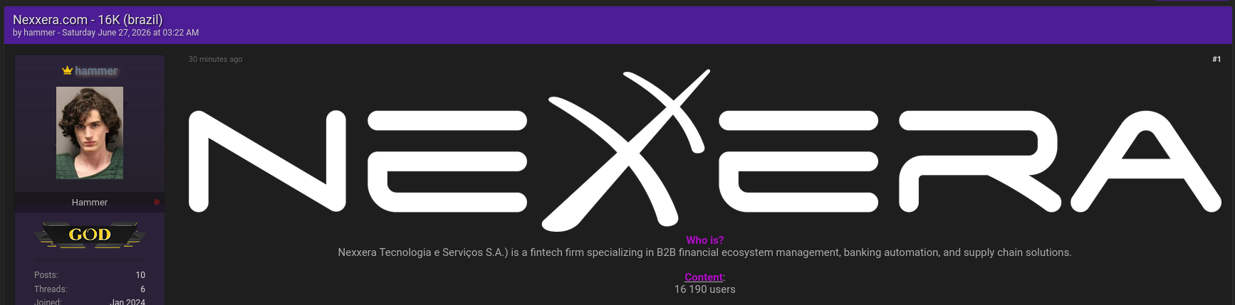 Alleged data breach of Nexxera
