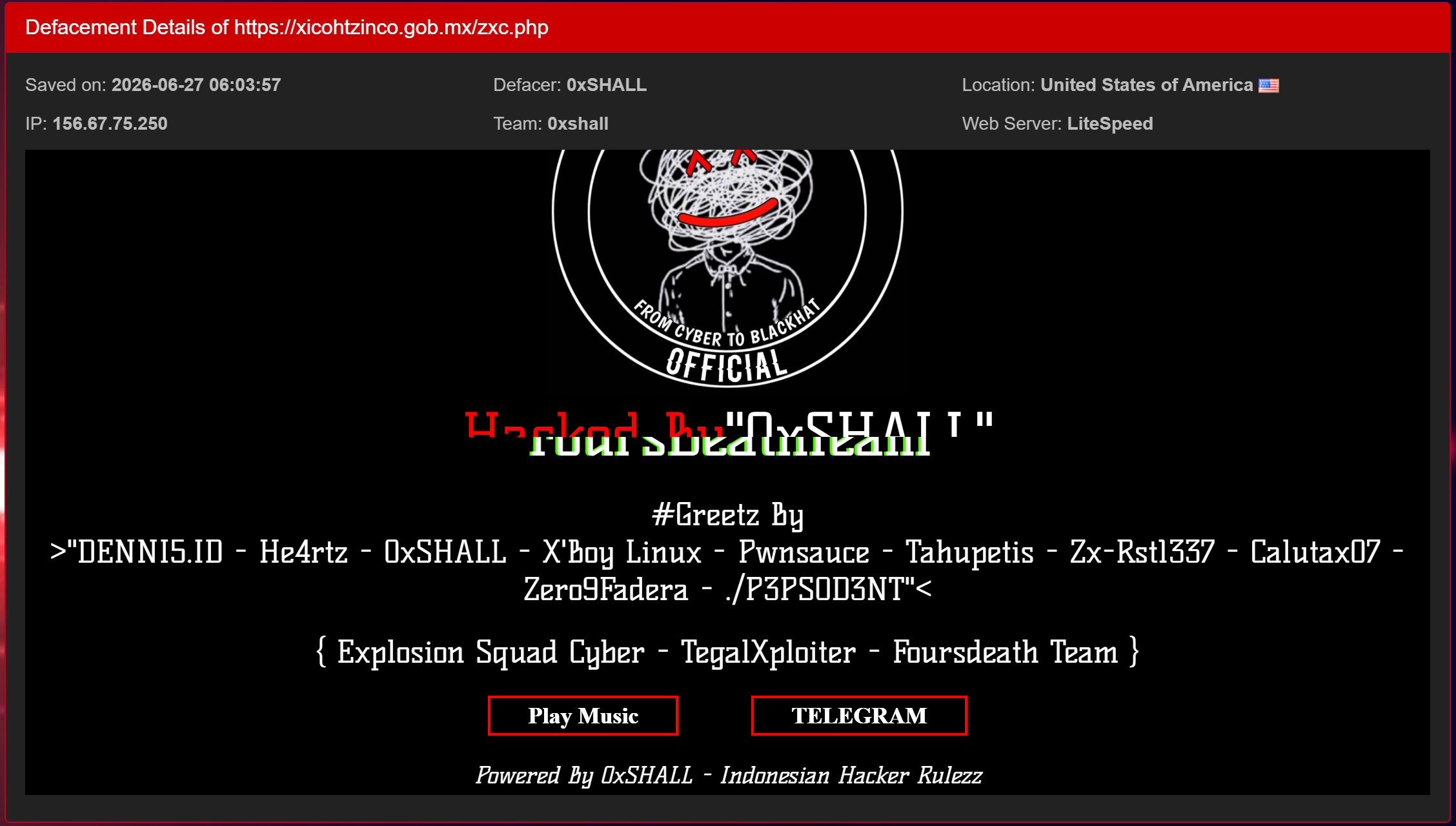 0xSHALL targets the website of Xicohtzinco City Council