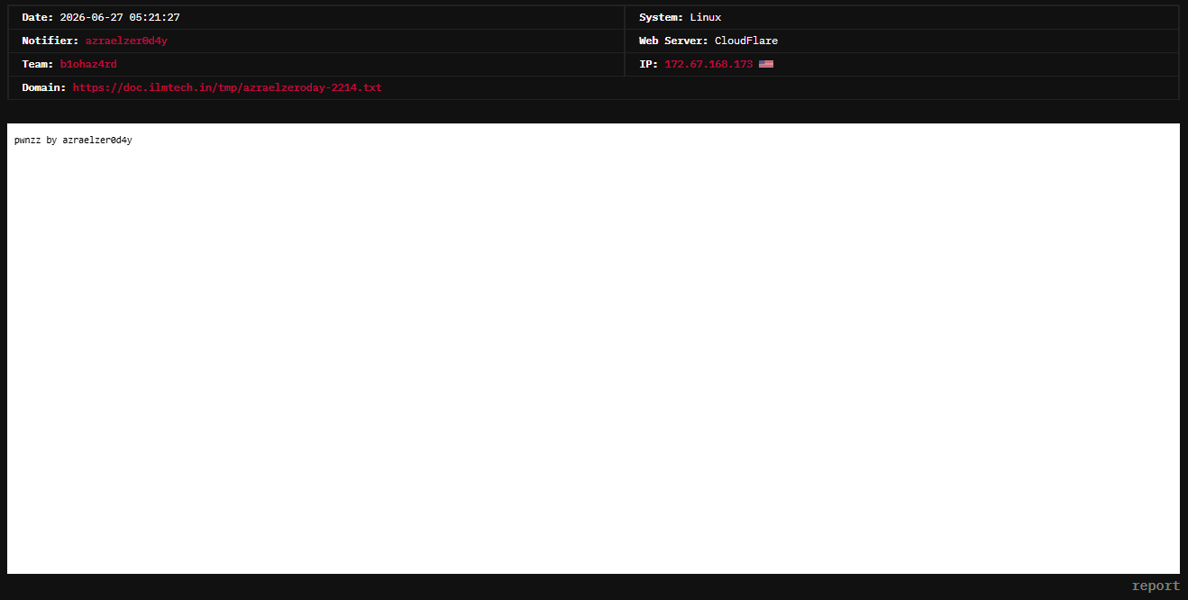 azraelzer0d4y targets the website of ilmtech.in