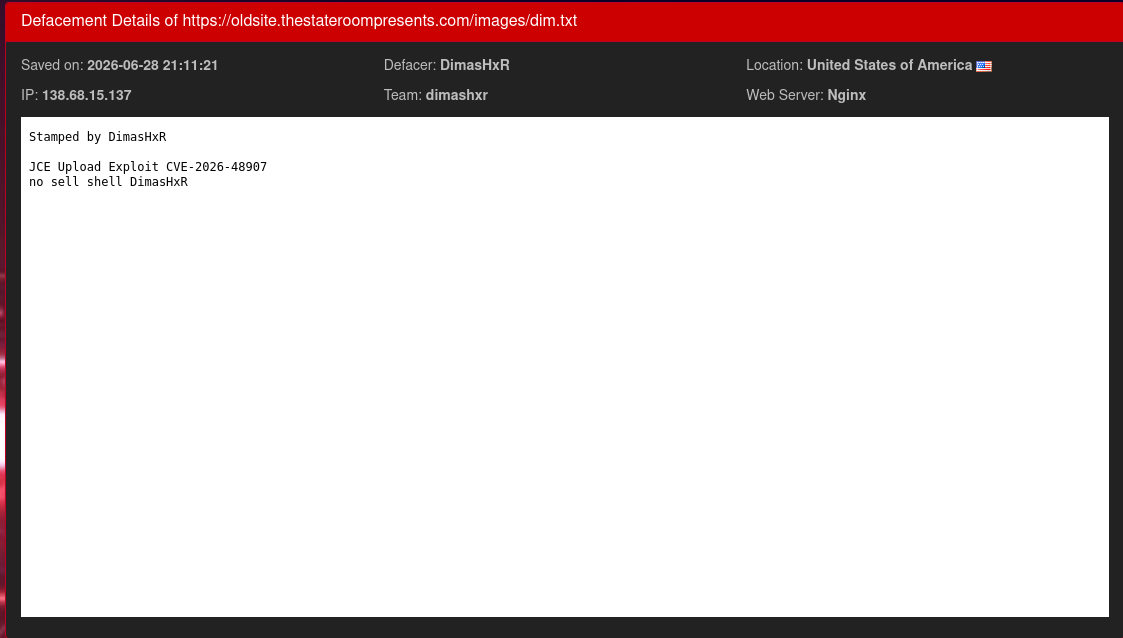 DimasHxR targets the website of The State Room