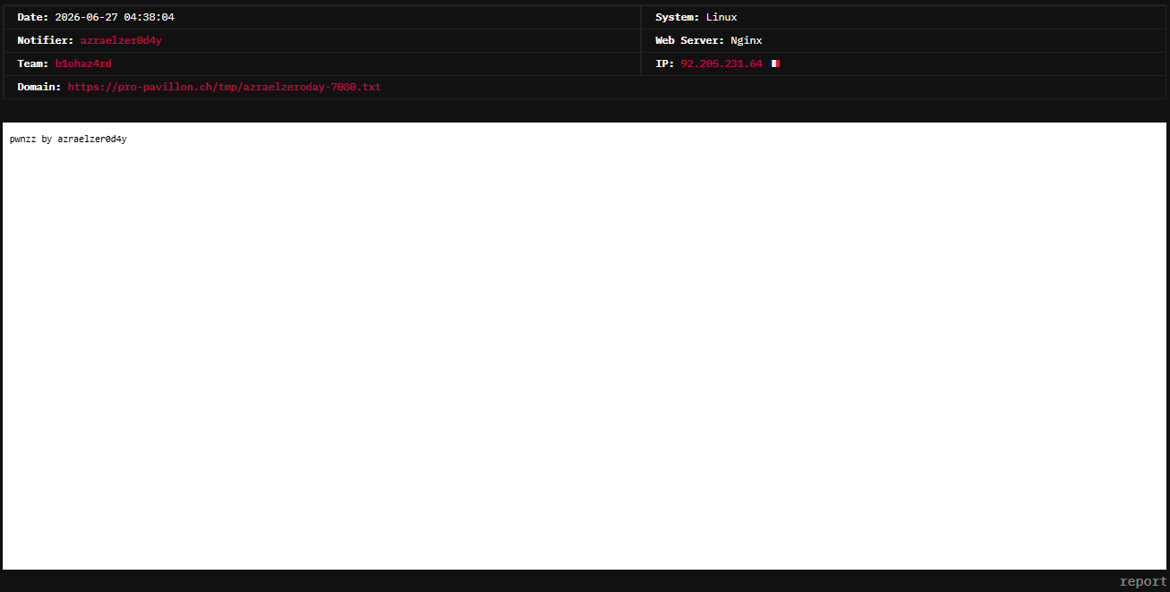 azraelzer0d4y targets the website of pro-pavillon.ch