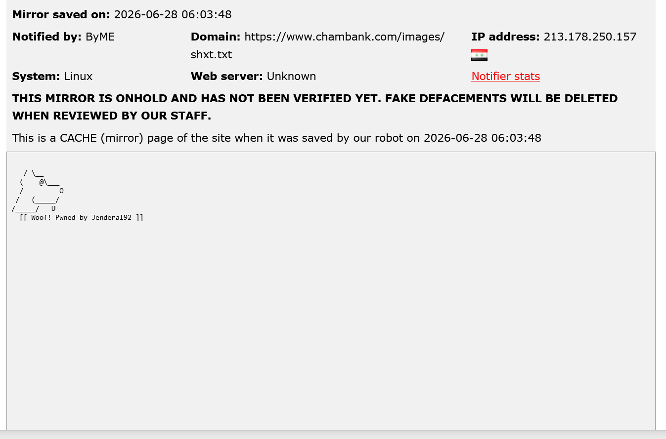 ByME targets the website of Cham Bank