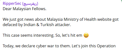 RipperSec claims to target Malaysia