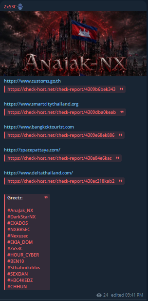ZxS3C targets the website of Bangkoktourist.com