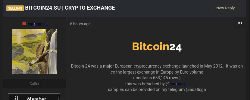 Alleged data sale of Bitcoin24