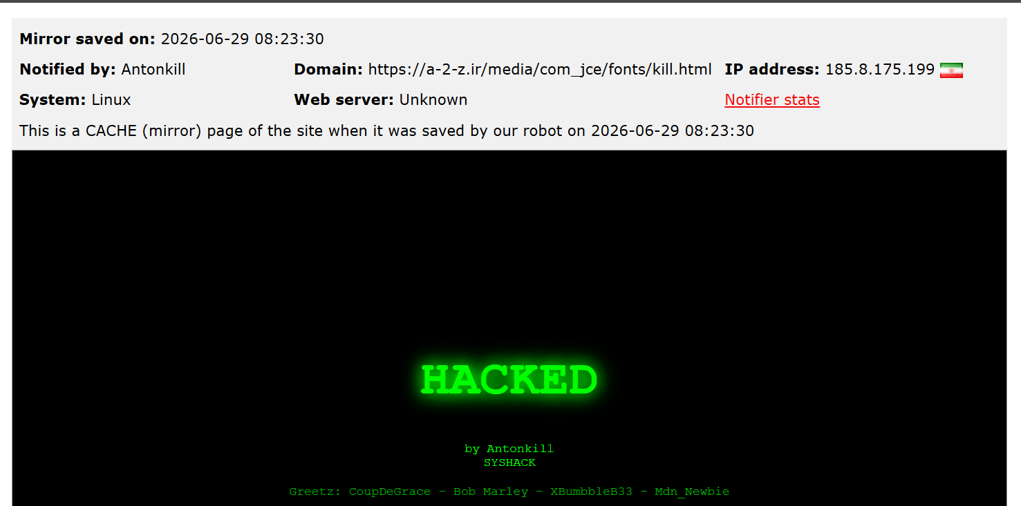 Antonkill targets the website of A-2-Z