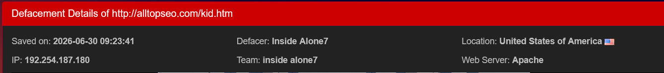 Inside Alone7 targets the website of AllTopSEO