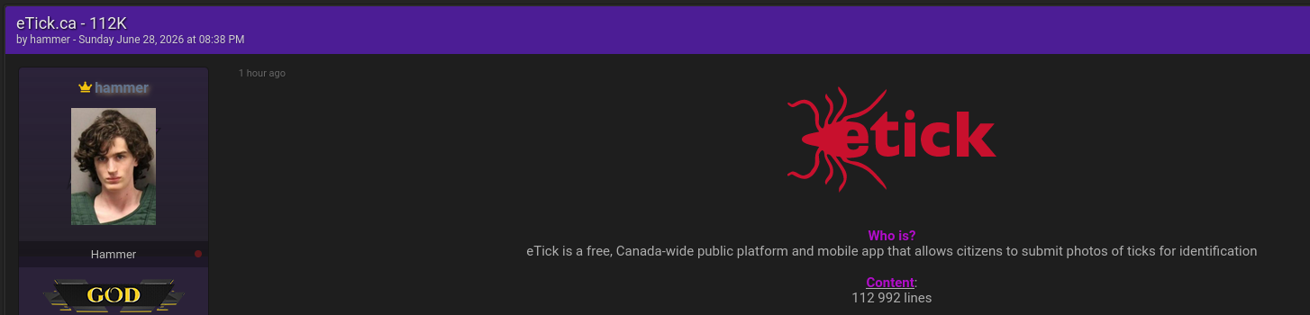Alleged data breach of eTick