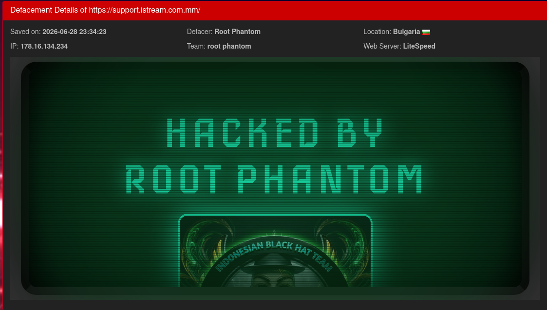 Root Phantom targets the website of iStream Media