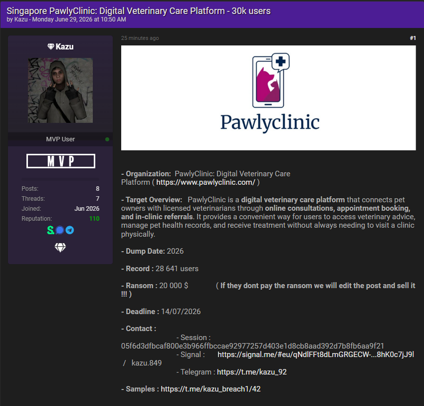 Alleged data breach of Pawlyclinic